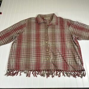 Mountain Lake Red Plaid Long Sleeve Button Up 2X Women's Collared Outdoor Hiking